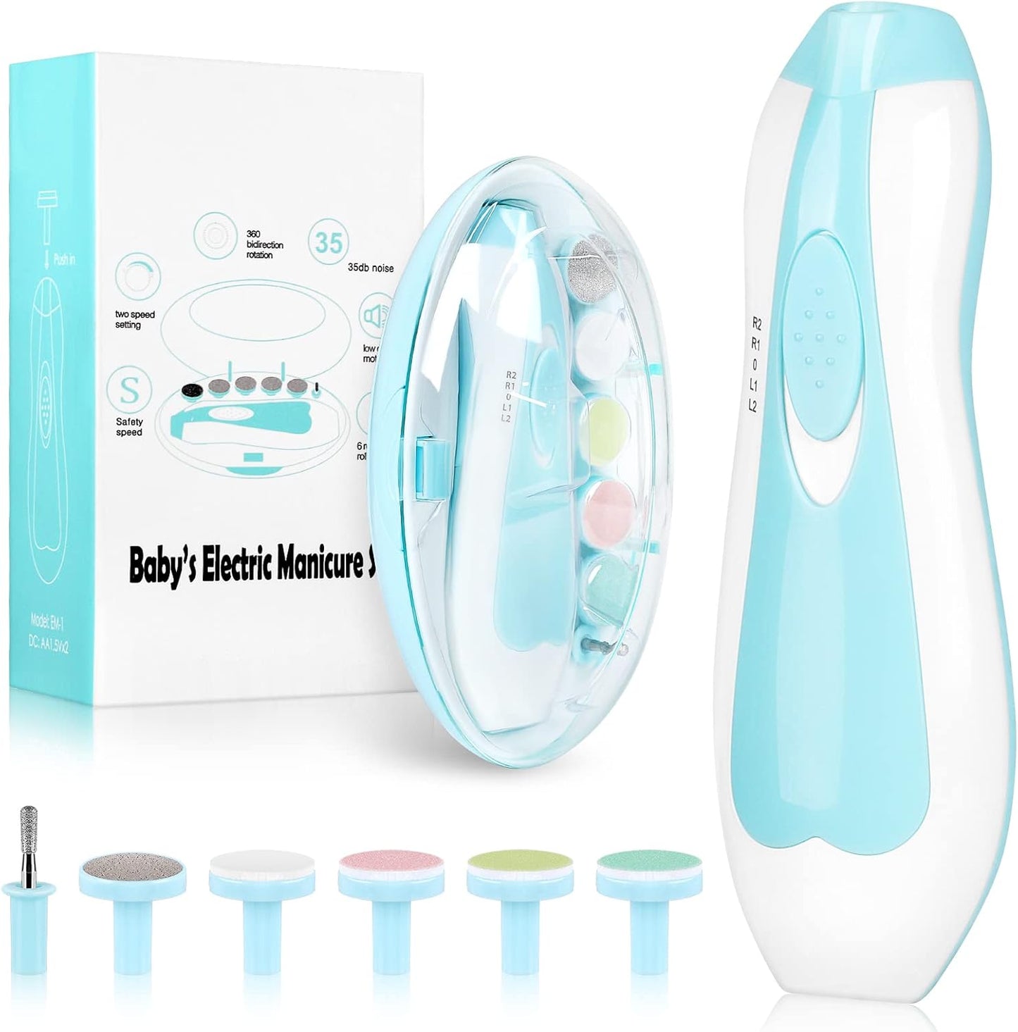 6-in-1 Safe Baby Electric Nail Trimmer & Nail Filer for Newborns to Adults