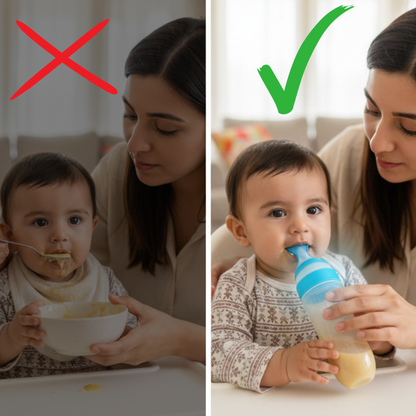 Silicone Spoon Feeder for Infants - Mess-Free Squeeze Bottle Feeding Spoon for Rice Cereal & Purees - BPA-Free Food Grade Silicone