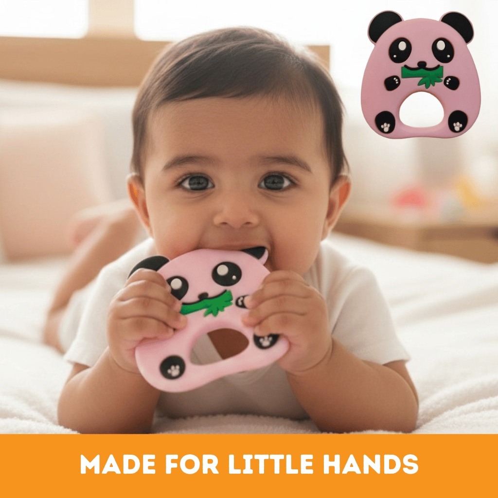 Infant Teether & Newborn Teething Toy | Soft Silicone Panda Steering Wheel for Infants (BPA-Free)