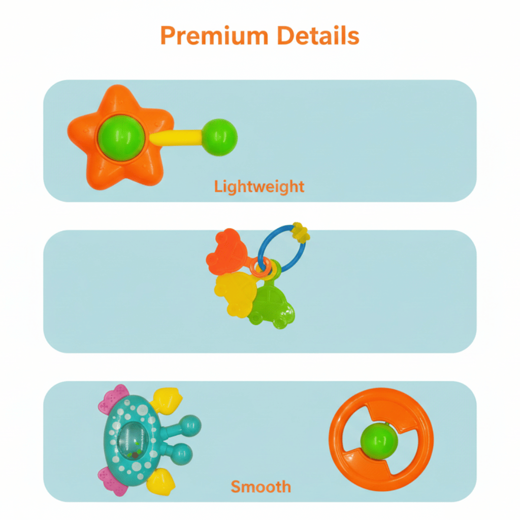 Newborn Baby Toys - Rattle Set for Infants 6 Months & Above - Essential Sound Making Baby Toy Gift Box