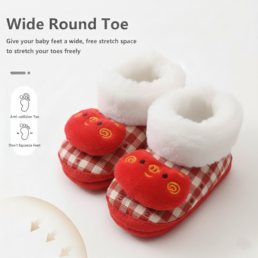 Premium Baby Winter Booties - Adorable 3D Bear Soft Bottom Newborn Infant Shoes (0-12 Months) - Anti-Slip Fleece-Lined Warm Slippers