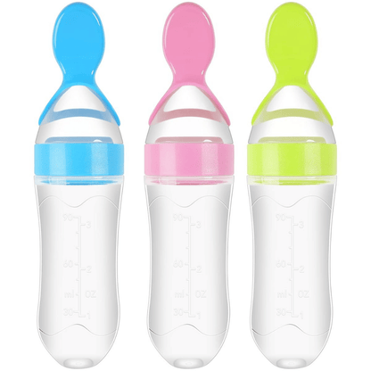 Silicone Spoon Feeder for Infants - Mess-Free Squeeze Bottle Feeding Spoon for Rice Cereal & Purees - BPA-Free Food Grade Silicone