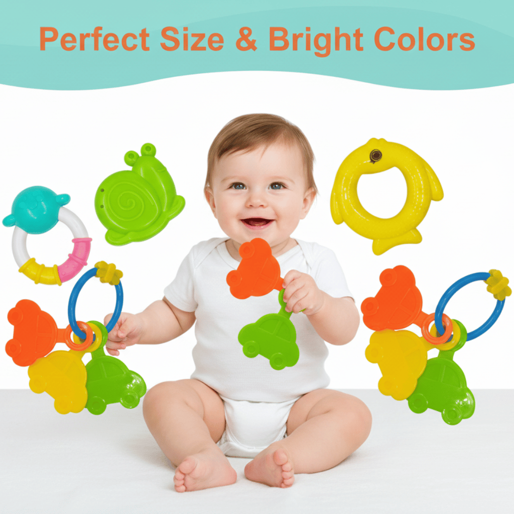 Newborn Baby Toys - Rattle Set for Infants 6 Months & Above - Essential Sound Making Baby Toy Gift Box
