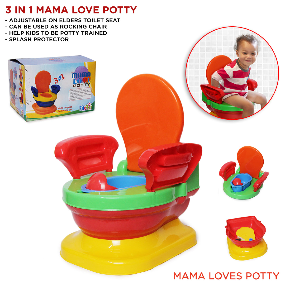 3-in-1 Baby Potty Trainer Seat - Infant & Toddler Potty, Hygienic & Easy-Clean