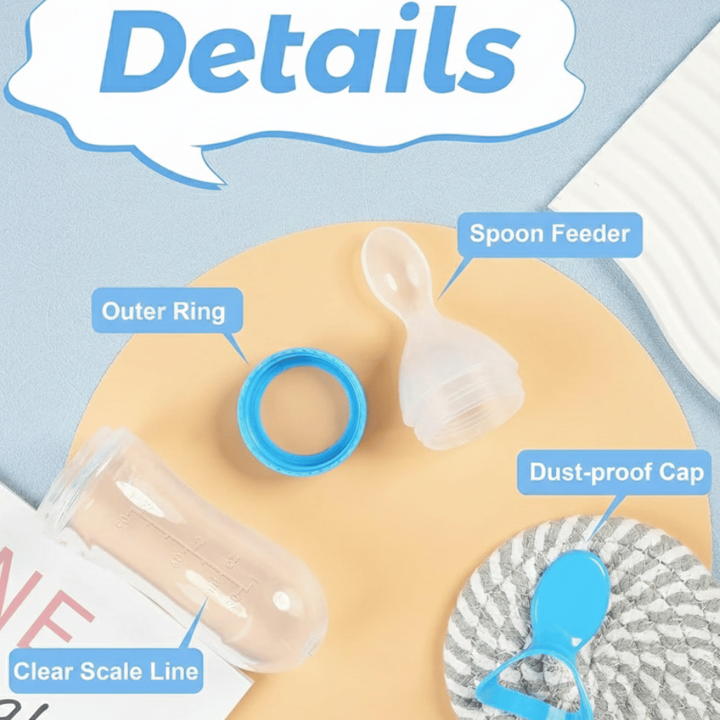 Silicone Spoon Feeder for Infants - Mess-Free Squeeze Bottle Feeding Spoon for Rice Cereal & Purees - BPA-Free Food Grade Silicone