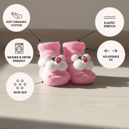 Premium Newborn Knitted Booties - Cute 3D Bear Soft Bottom Winter Shoes for Babies (0-12 Months)