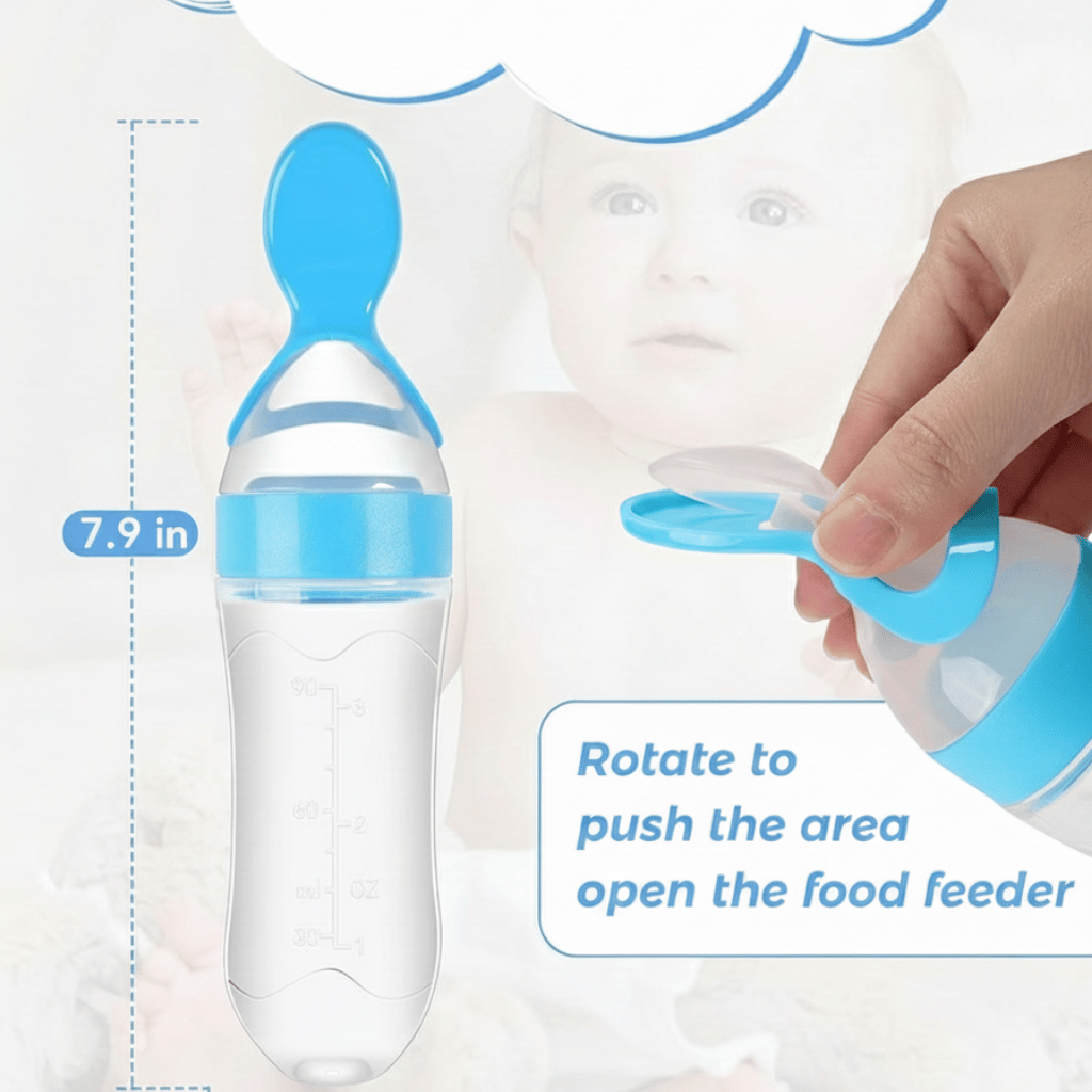 Silicone Spoon Feeder for Infants - Mess-Free Squeeze Bottle Feeding Spoon for Rice Cereal & Purees - BPA-Free Food Grade Silicone