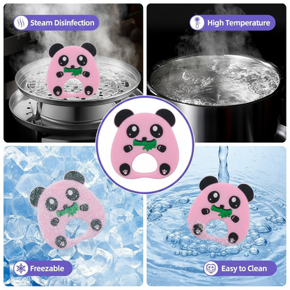 Infant Teether & Newborn Teething Toy | Soft Silicone Panda Steering Wheel for Infants (BPA-Free)