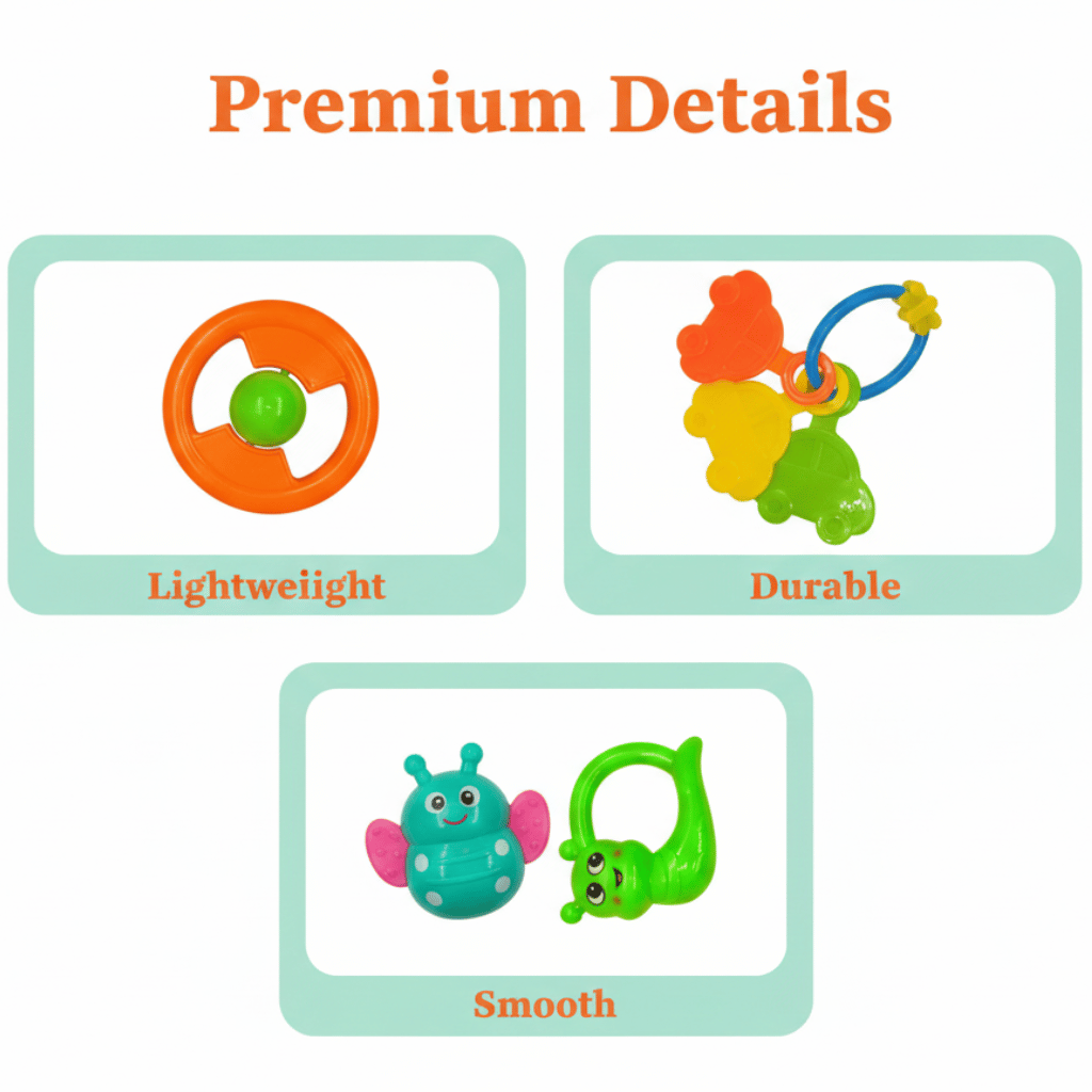 Newborn Baby Toys - Rattle Set for Infants 6 Months & Above - Essential Sound Making Baby Toy Gift Box