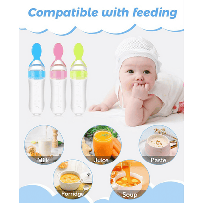Silicone Spoon Feeder for Infants - Mess-Free Squeeze Bottle Feeding Spoon for Rice Cereal & Purees - BPA-Free Food Grade Silicone