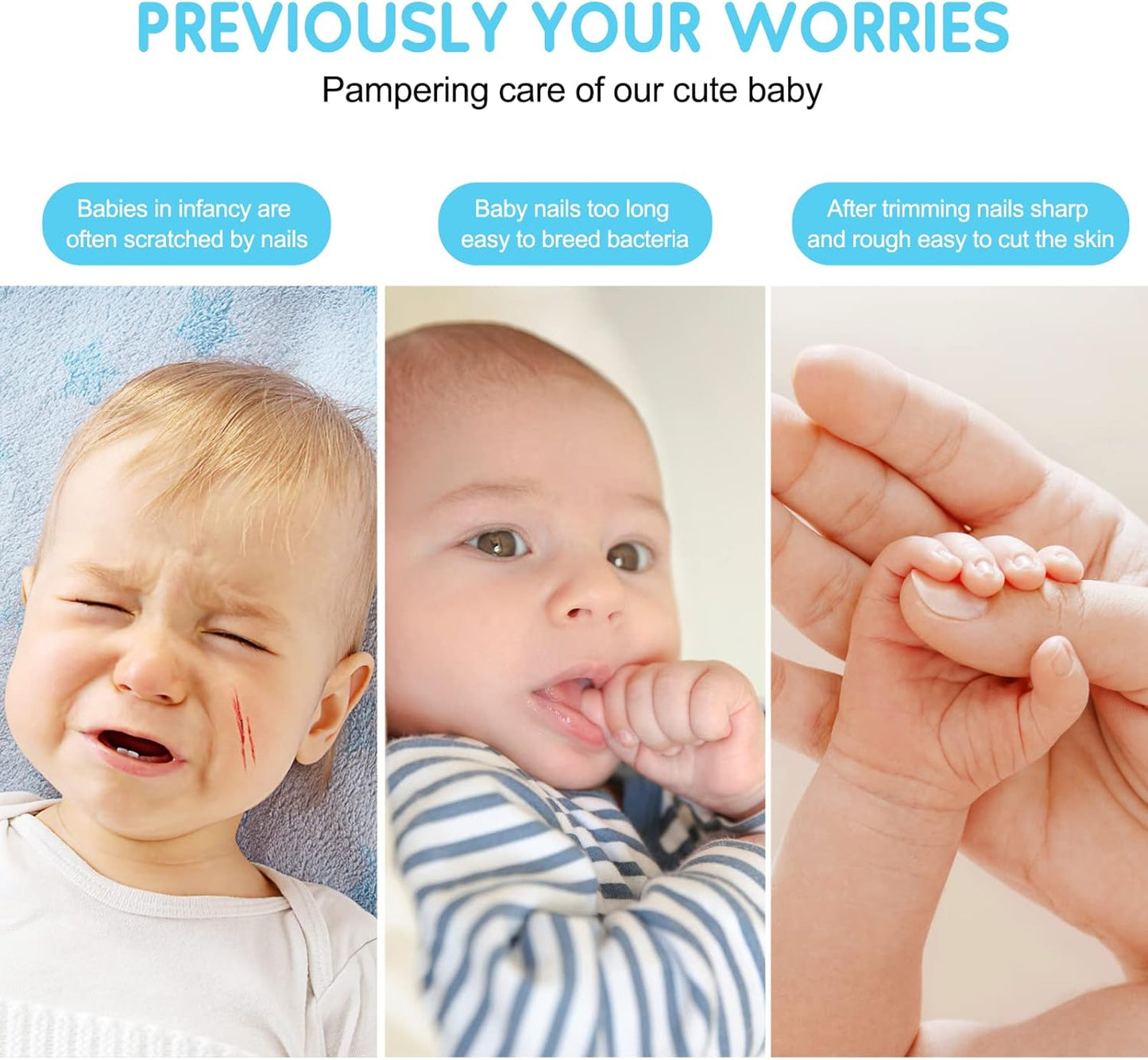 6-in-1 Safe Baby Electric Nail Trimmer & Nail Filer for Newborns to Adults