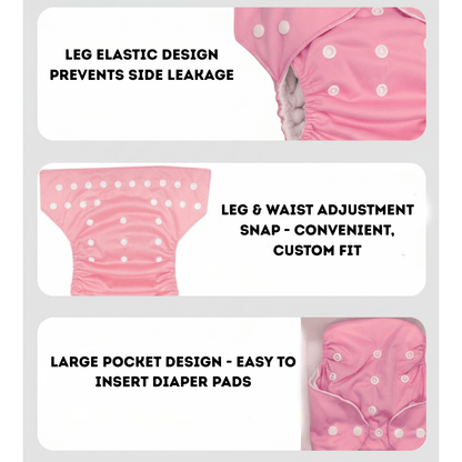 Leak-Proof Reusable Cloth Diapers - Ultra Soft Washable Nappy for Newborns & Infants (Rash-Free)