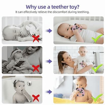 Infant Teether & Newborn Teething Toy | Soft Silicone Panda Steering Wheel for Infants (BPA-Free)