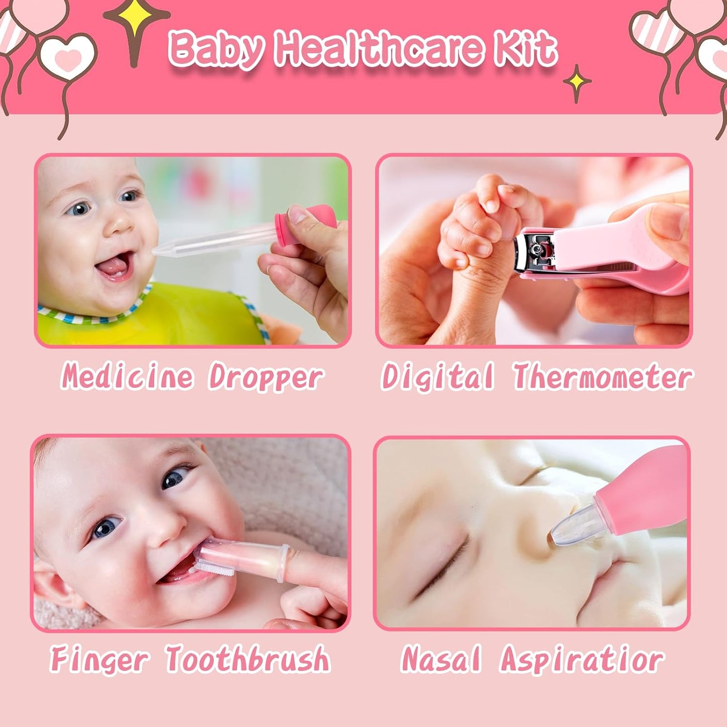 Premium 13-in-1 Newborn & Infant Grooming Kit - Complete Baby Care Essentials Set with Digital Thermometer & Aspirator