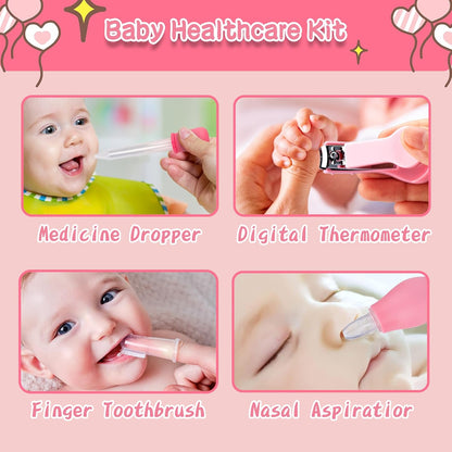 Premium 13-in-1 Newborn & Infant Grooming Kit - Complete Baby Care Essentials Set with Digital Thermometer & Aspirator