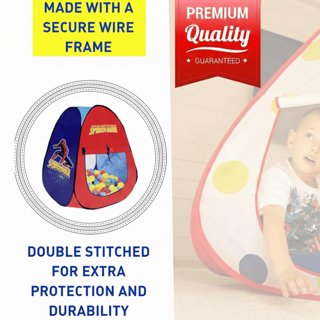 Pop-Up Kids Tent House (Age 1-4) - Foldable Indoor & Outdoor Play Tent