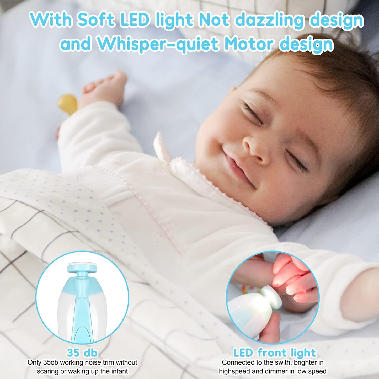 6-in-1 Safe Baby Electric Nail Trimmer & Nail Filer for Newborns to Adults