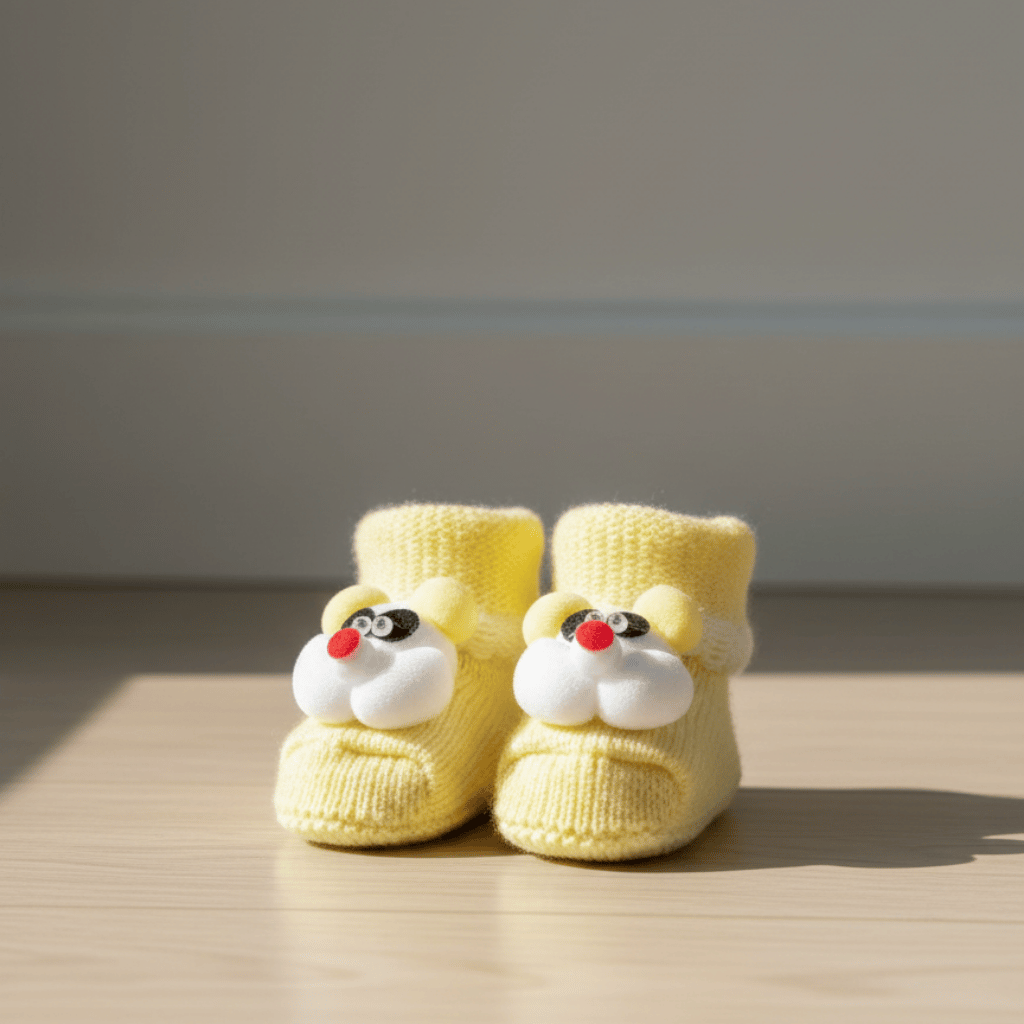 Premium Newborn Knitted Booties - Cute 3D Bear Soft Bottom Winter Shoes for Babies (0-12 Months)