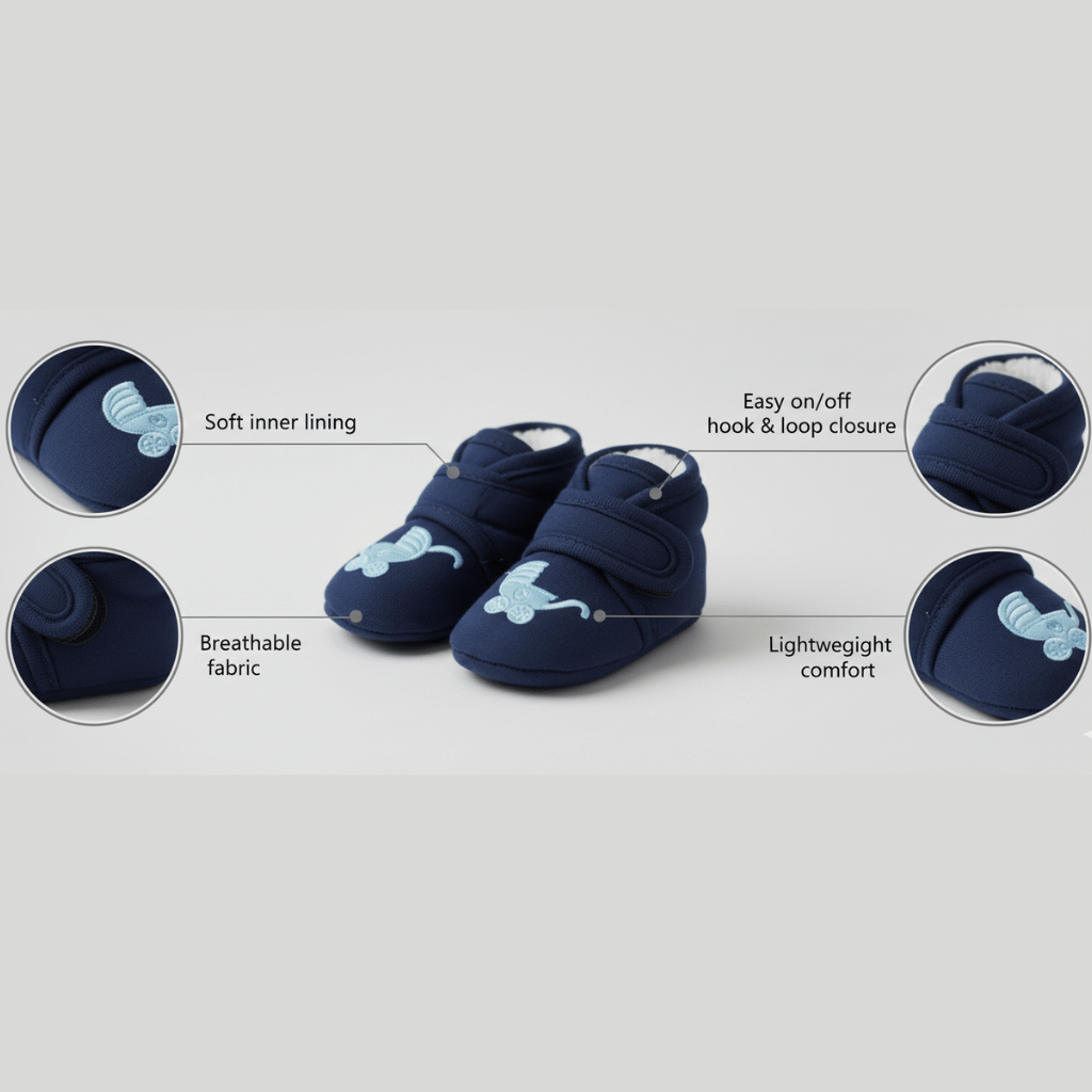 Stay-On Soft Newborn Booties (Pack of 3 Pairs) - 0-3 Months Anti-Slip Infant Crib Shoes