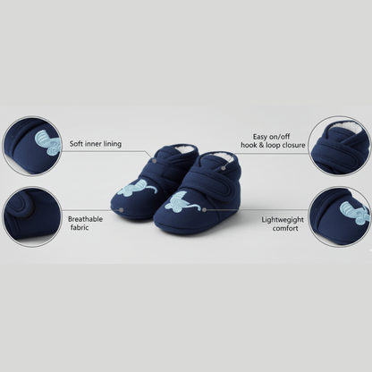 Stay-On Soft Newborn Booties (Pack of 3 Pairs) - 0-3 Months Anti-Slip Infant Crib Shoes
