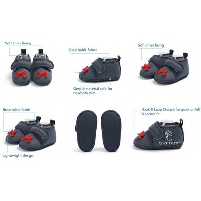 Stay-On Soft Newborn Booties (Pack of 3 Pairs) - 0-3 Months Anti-Slip Infant Crib Shoes