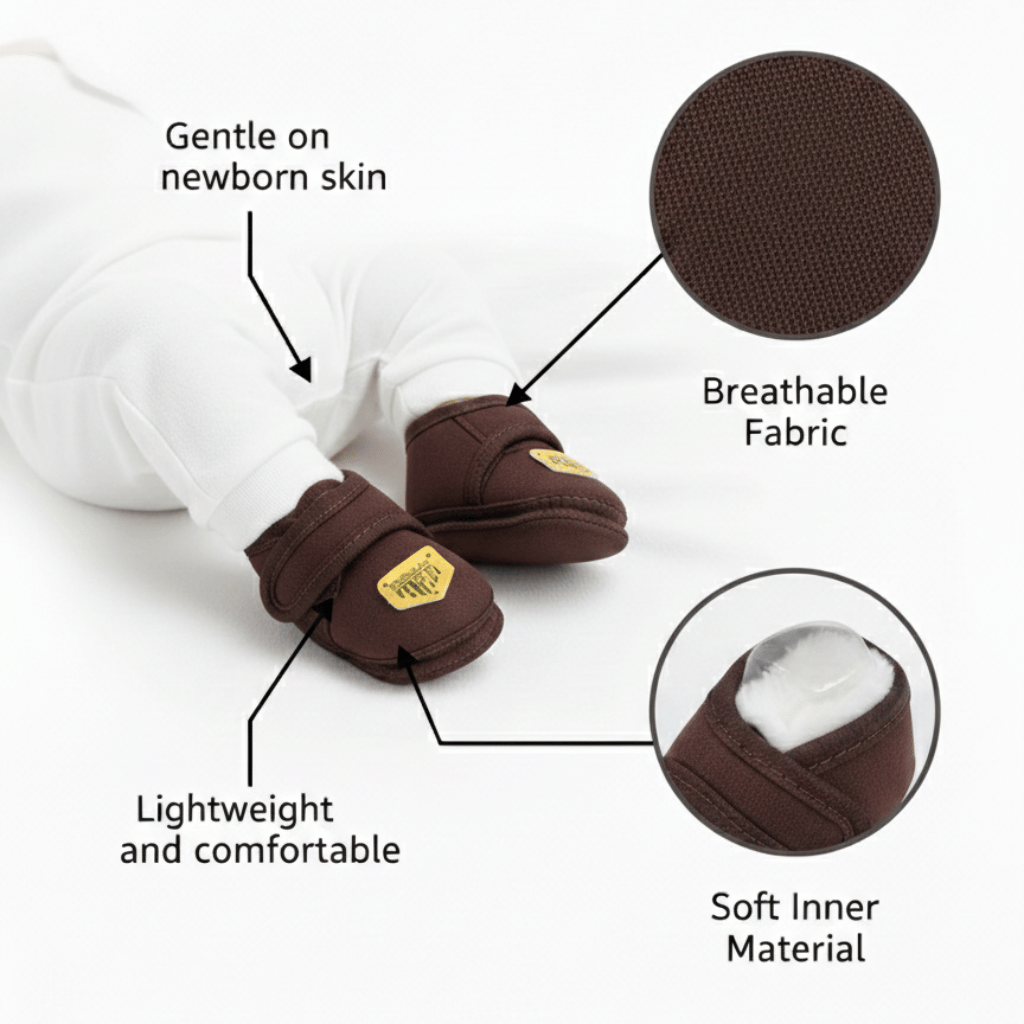 Stay-On Soft Newborn Booties (Pack of 3 Pairs) - 0-3 Months Anti-Slip Infant Crib Shoes