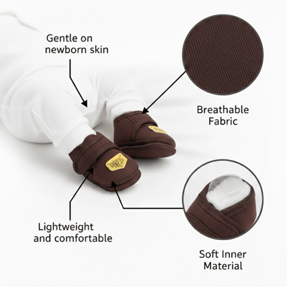 Stay-On Soft Newborn Booties (Pack of 3 Pairs) - 0-3 Months Anti-Slip Infant Crib Shoes