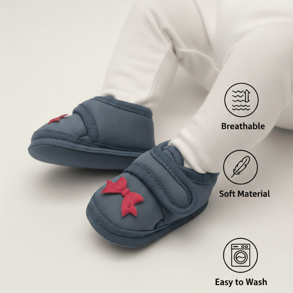 Stay-On Soft Newborn Booties (Pack of 3 Pairs) - 0-3 Months Anti-Slip Infant Crib Shoes