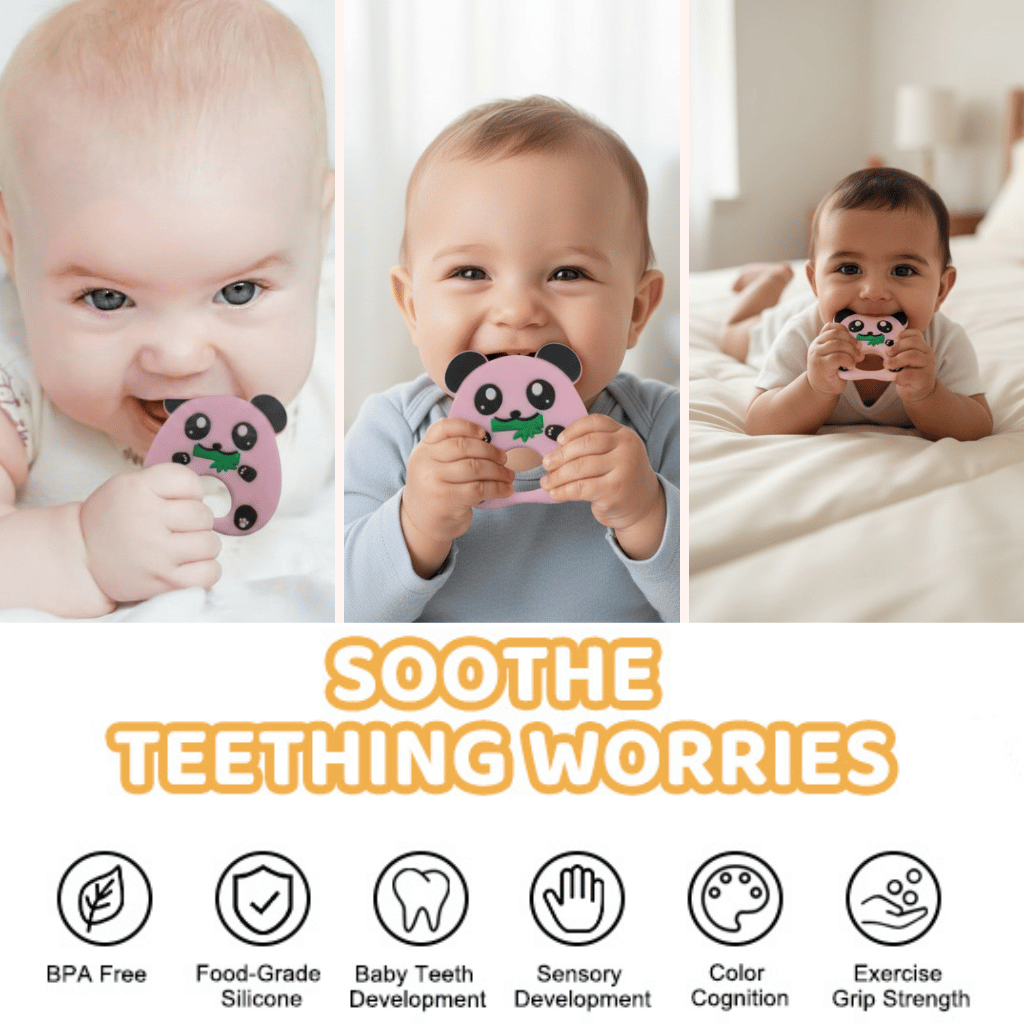 Infant Teether & Newborn Teething Toy | Soft Silicone Panda Steering Wheel for Infants (BPA-Free)