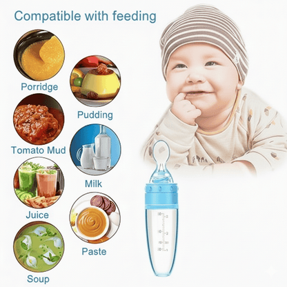 Silicone Spoon Feeder for Infants - Mess-Free Squeeze Bottle Feeding Spoon for Rice Cereal & Purees - BPA-Free Food Grade Silicone
