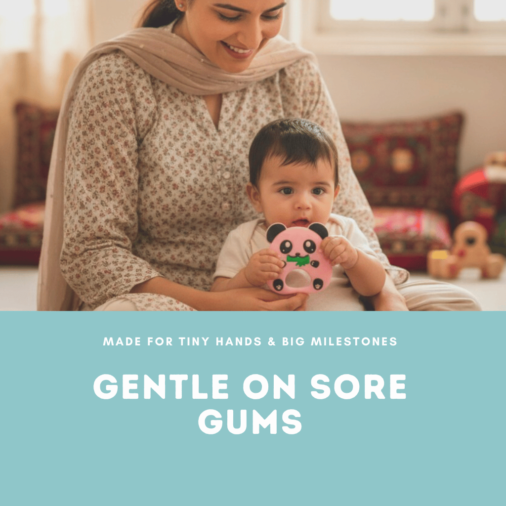 Infant Teether & Newborn Teething Toy | Soft Silicone Panda Steering Wheel for Infants (BPA-Free)