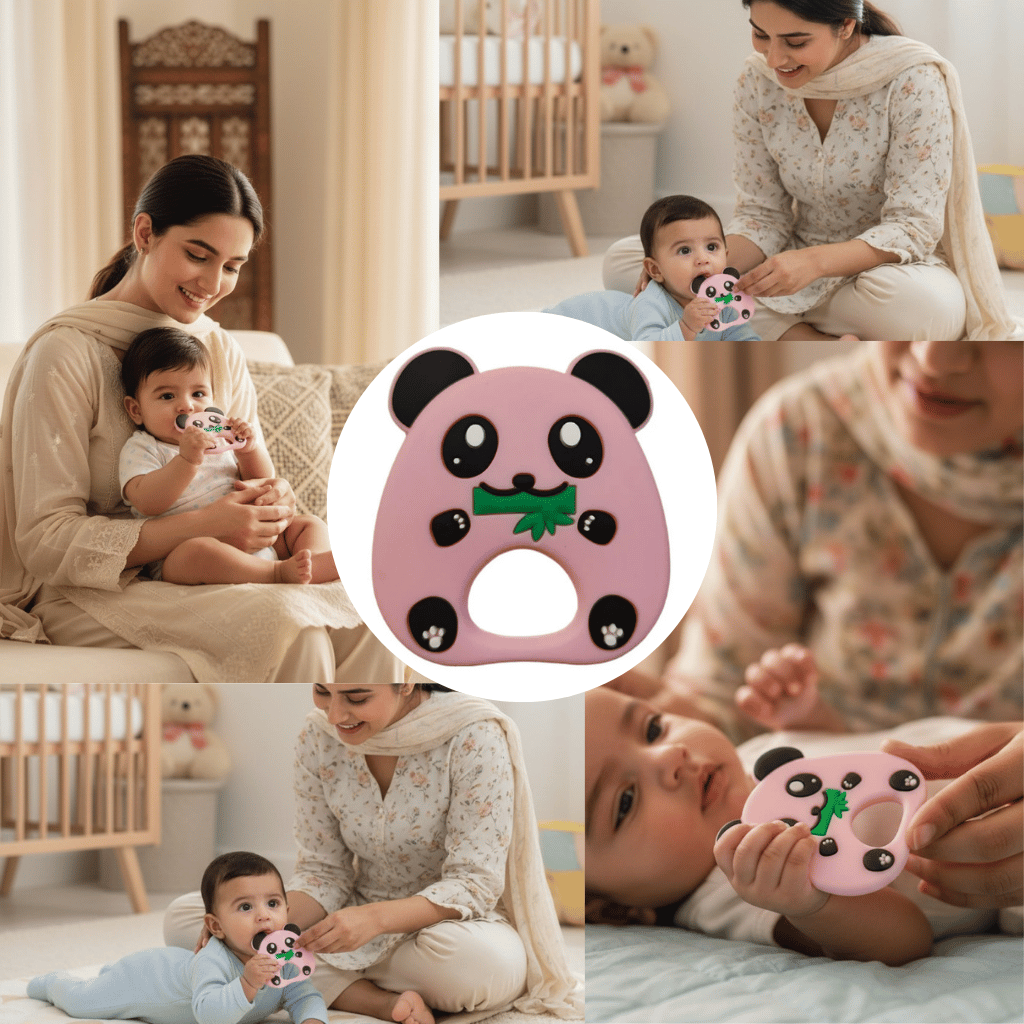 Infant Teether & Newborn Teething Toy | Soft Silicone Panda Steering Wheel for Infants (BPA-Free)