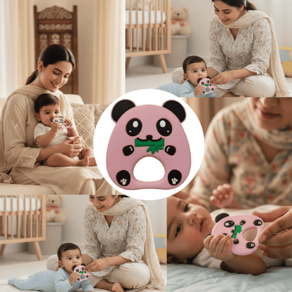 Infant Teether & Newborn Teething Toy | Soft Silicone Panda Steering Wheel for Infants (BPA-Free)