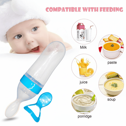 Silicone Spoon Feeder for Infants - Mess-Free Squeeze Bottle Feeding Spoon for Rice Cereal & Purees - BPA-Free Food Grade Silicone